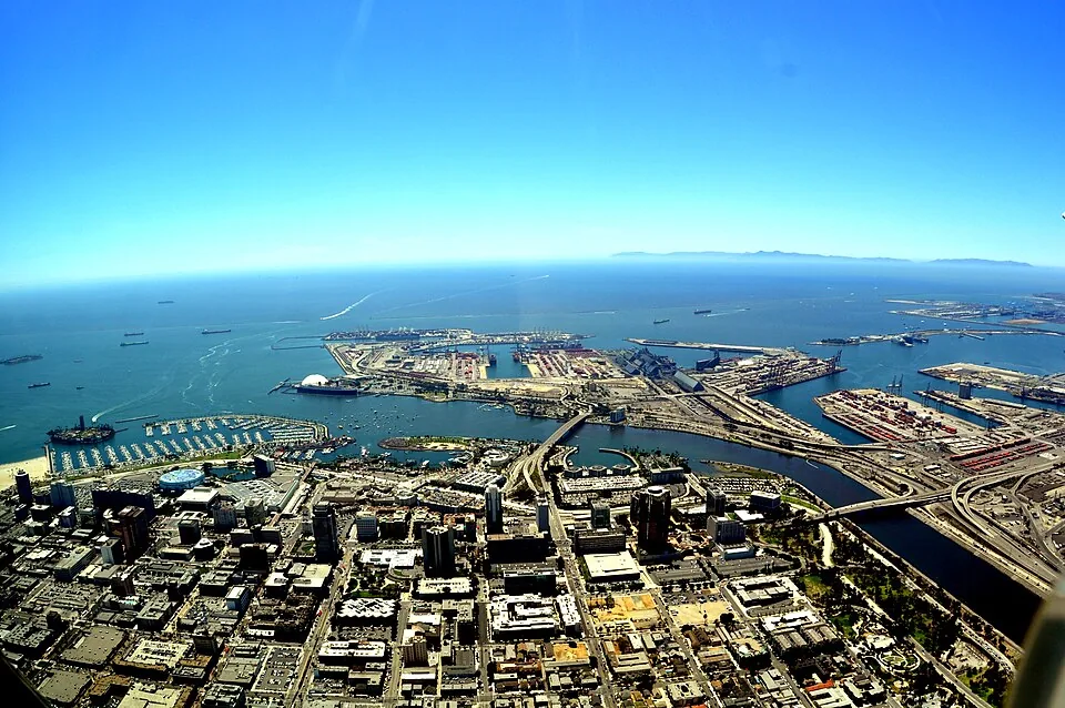 Long Beach waterfront from the air