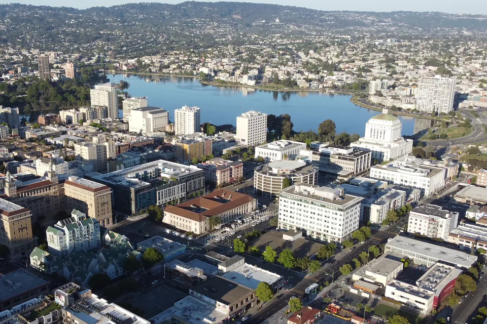 Oakland and Lake Merritt from above