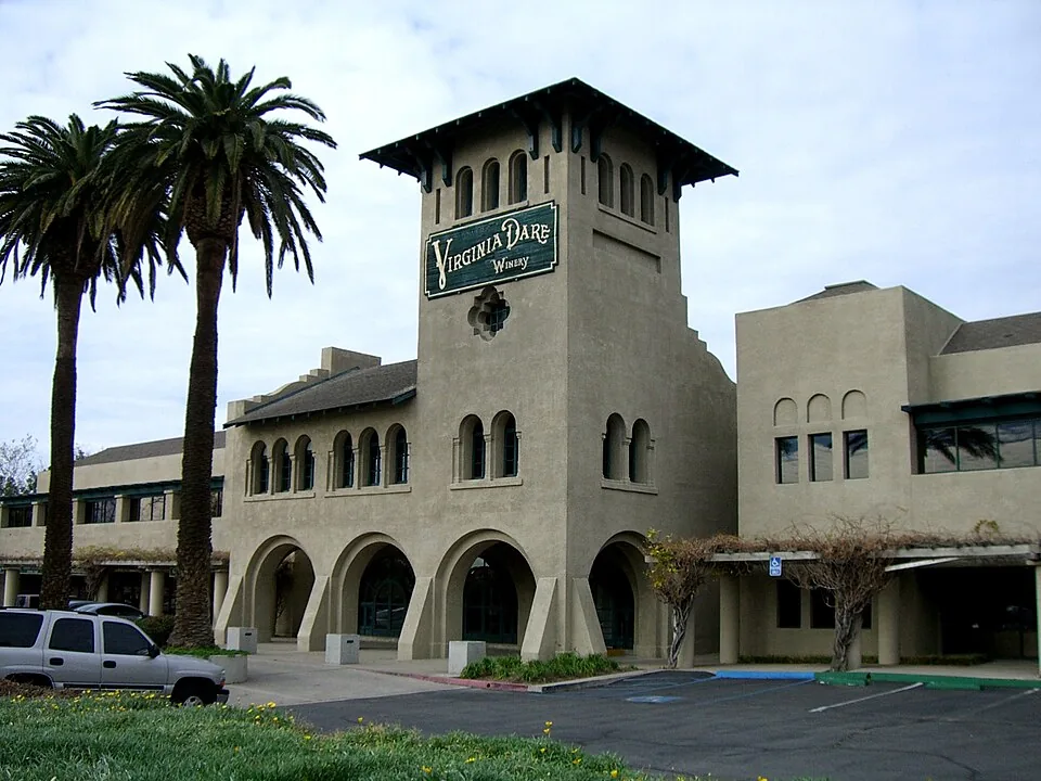 The historic Virginia Dare Winery building in Rancho Cucamonga
