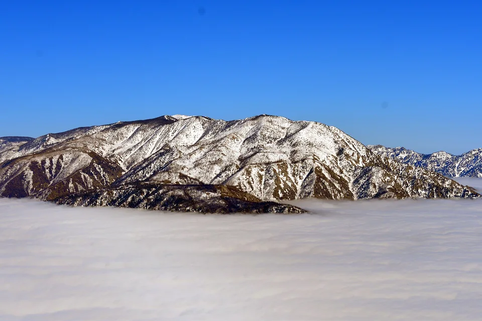 Snow-covered mountains above Big Bear Lake