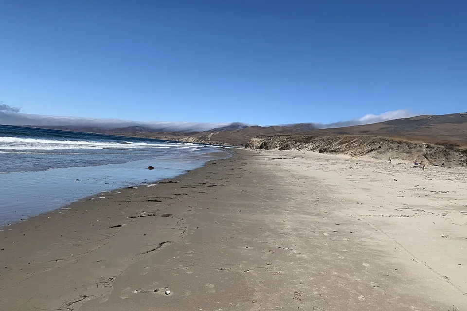 Open beach and rolling surf at Jalama Beach County Park