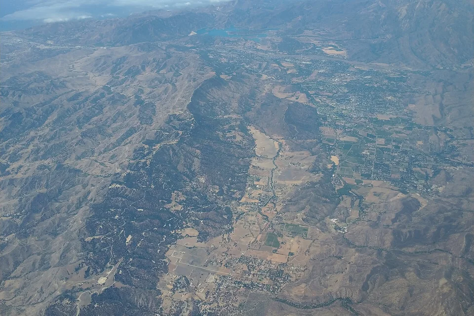 Ojai Valley and surrounding mountains seen from the air