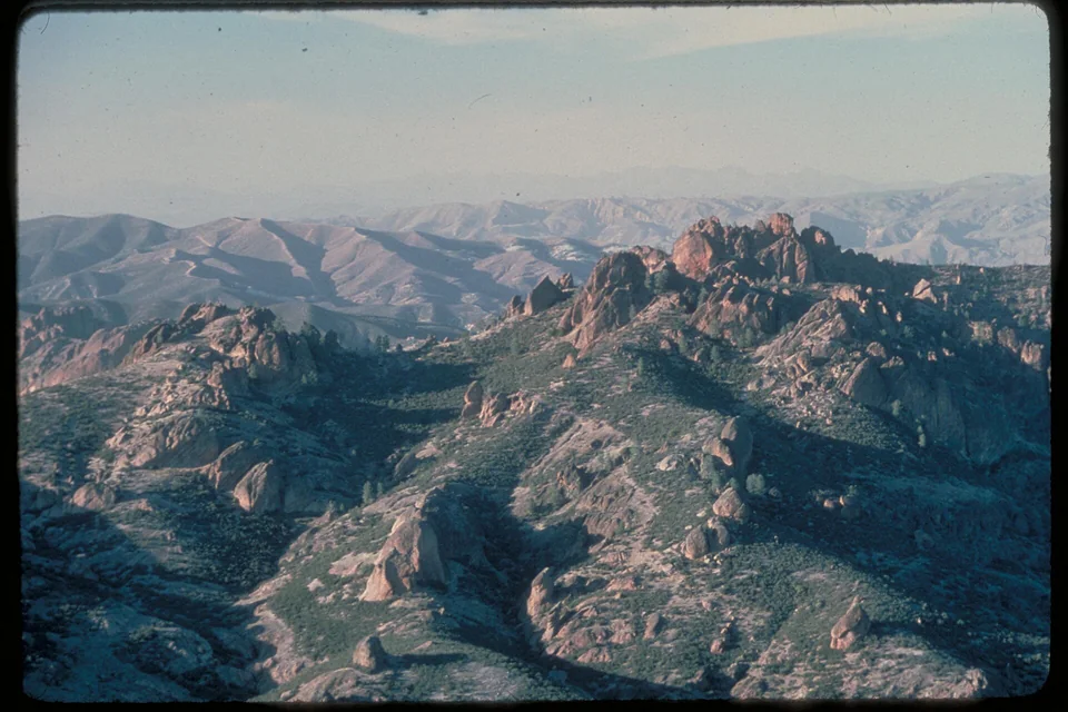 Rock spires and chaparral in Pinnacles National Park